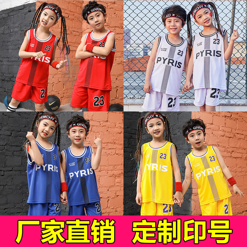 Children's Basketball Suit suit Printing Training Suit for Primary School Students Girls Boys Kindergarten Baby Performance Suit Basketball Jersey