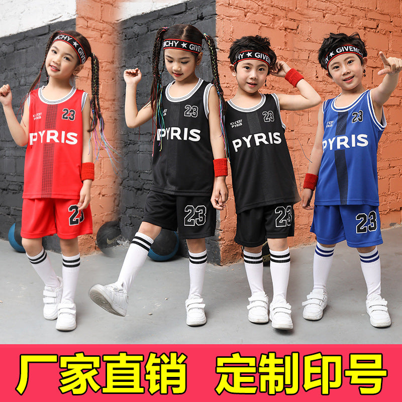 Children's Basketball Suit suit Printing Training Suit for Primary School Students Girls Boys Kindergarten Baby Performance Suit Basketball Jersey