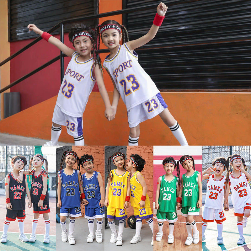 Children's Basketball Suit suit Printing Training Suit for Primary School Students Girls Boys Kindergarten Baby Performance Suit Basketball Jersey