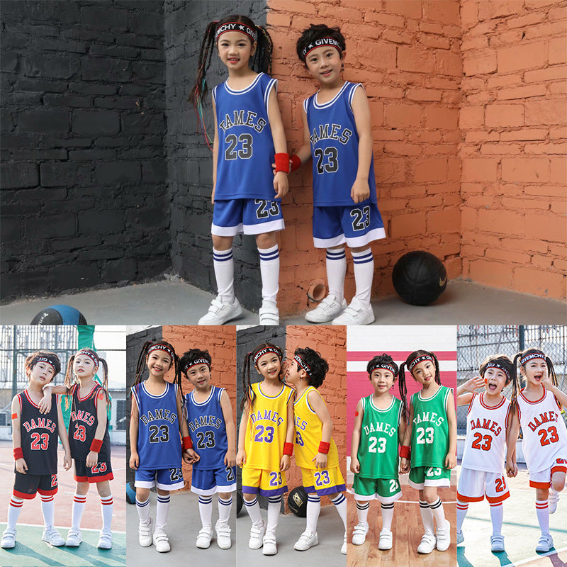 Children's Basketball Suit suit Printing Training Suit for Primary School Students Girls Boys Kindergarten Baby Performance Suit Basketball Jersey