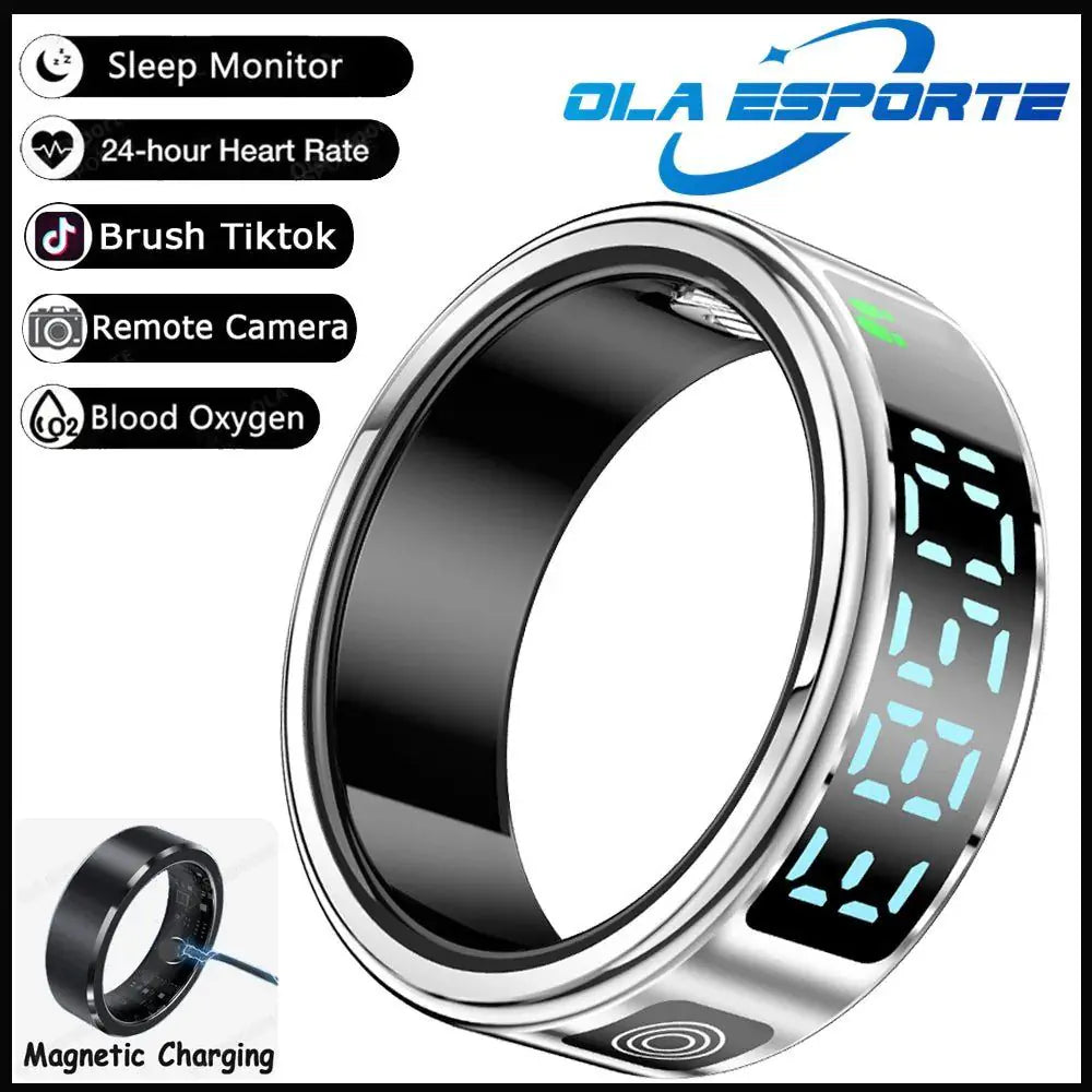 2025 Smart Ring with Display Screen and Touch, Wireless Charging, Health Manager, 5 ATM Waterproof For Men Women Rings HT30