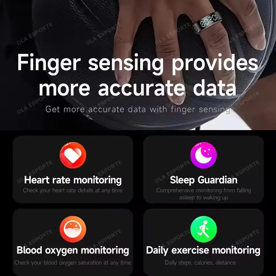 2025 Smart Ring with Display Screen and Touch, Wireless Charging, Health Manager, 5 ATM Waterproof For Men Women Rings HT30