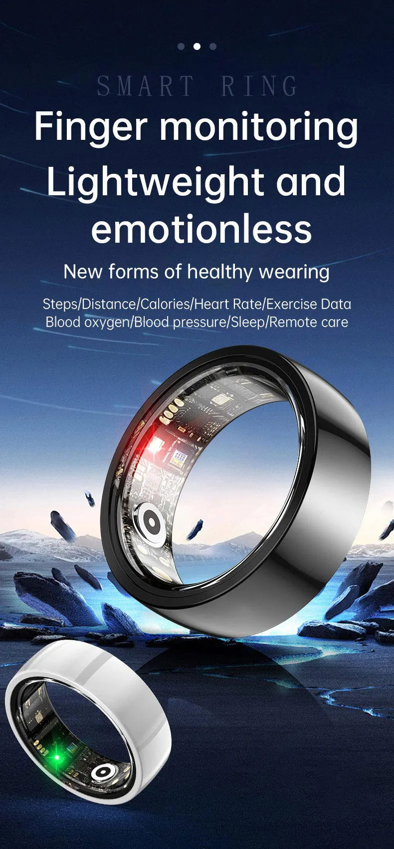 Smarthealth R1000 Fitness Tracker Waterproof Connected Ring Man Remote Control Electronic Swimming Pool New Arrival Smartring