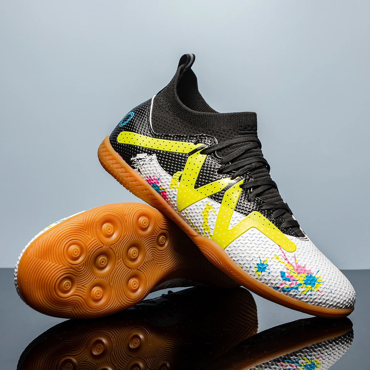 Professional Men's Indoor Flat Bottomed Football Shoes Adult Durable Comfortable Training Shoes Teenagers Non Slip Soccer Shoes