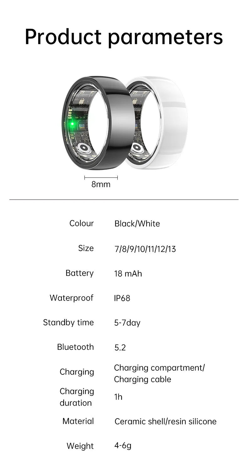 Smarthealth R1000 Fitness Tracker Waterproof Connected Ring Man Remote Control Electronic Swimming Pool New Arrival Smartring