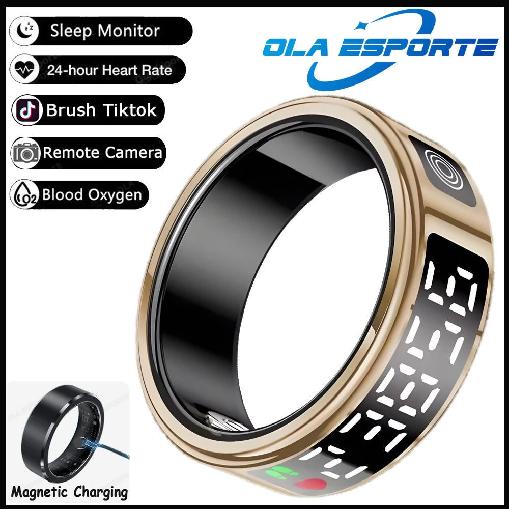 2025 Smart Ring with Display Screen and Touch, Wireless Charging, Health Manager, 5 ATM Waterproof For Men Women Rings HT30