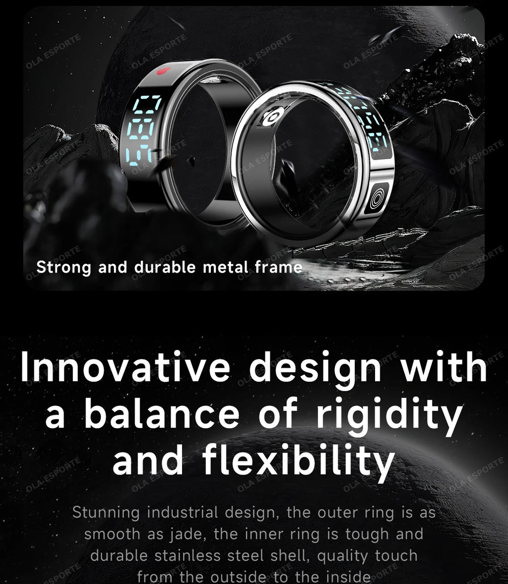 2025 Smart Ring with Display Screen and Touch, Wireless Charging, Health Manager, 5 ATM Waterproof For Men Women Rings HT30