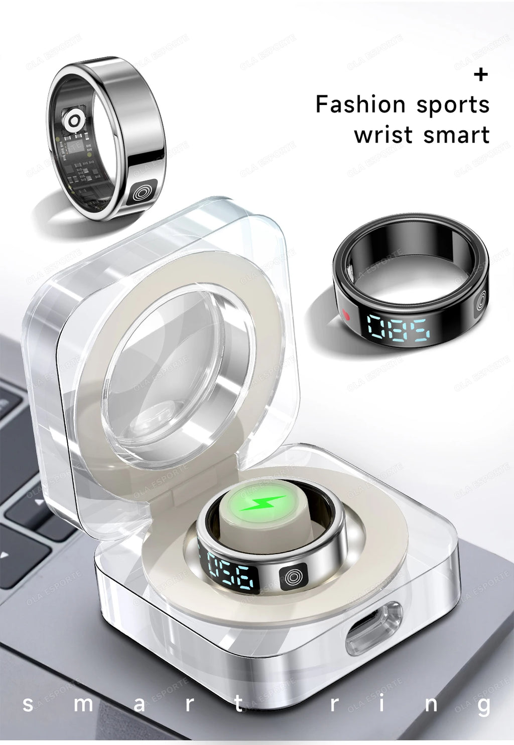 2025 Smart Ring with Display Screen and Touch, Wireless Charging, Health Manager, 5 ATM Waterproof For Men Women Rings HT30