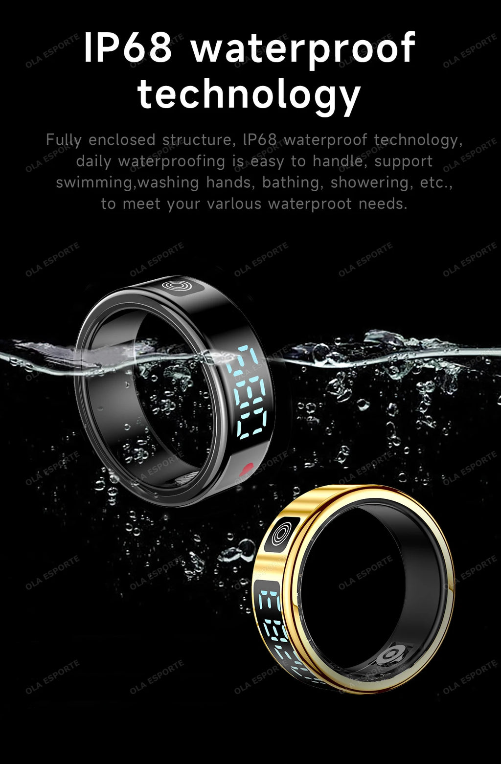 2025 Smart Ring with Display Screen and Touch, Wireless Charging, Health Manager, 5 ATM Waterproof For Men Women Rings HT30