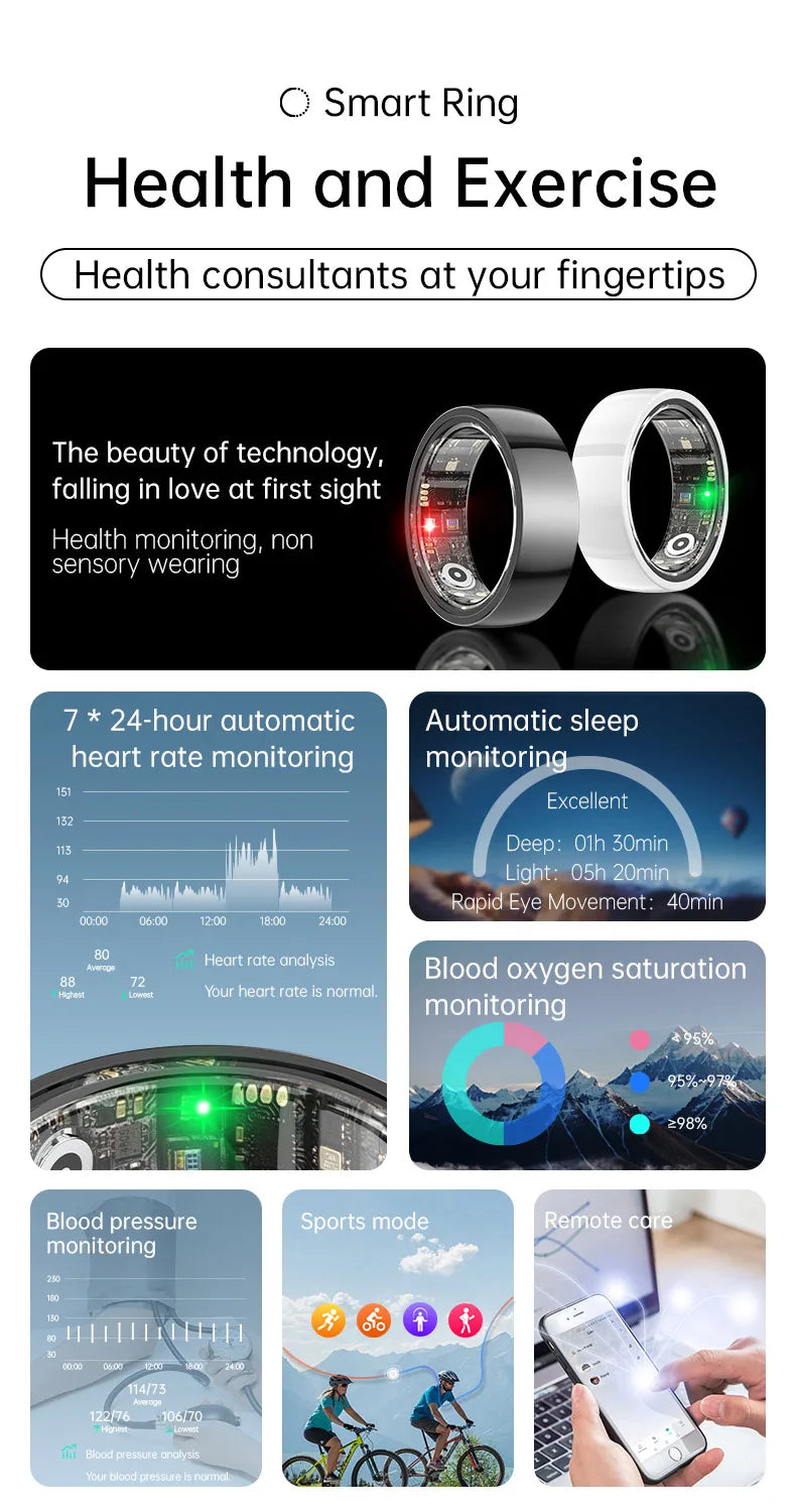 Smarthealth R1000 Fitness Tracker Waterproof Connected Ring Man Remote Control Electronic Swimming Pool New Arrival Smartring
