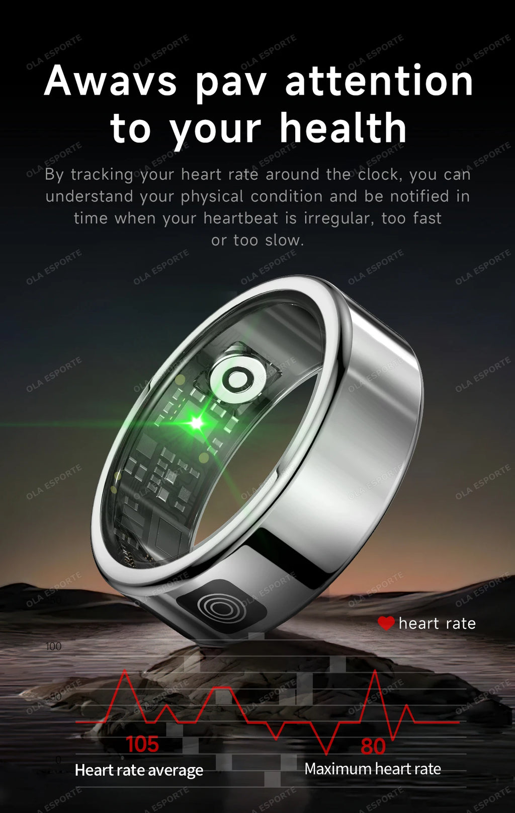 2025 Smart Ring with Display Screen and Touch, Wireless Charging, Health Manager, 5 ATM Waterproof For Men Women Rings HT30