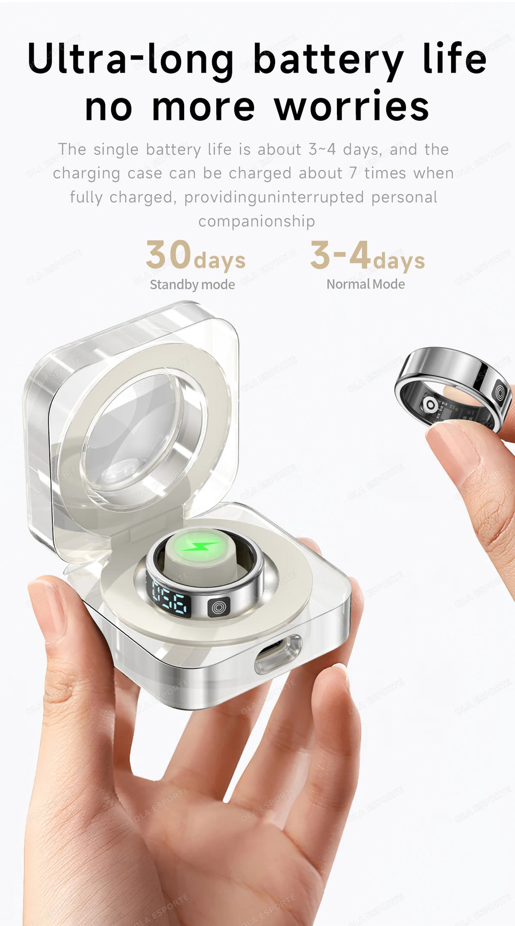 2025 Smart Ring with Display Screen and Touch, Wireless Charging, Health Manager, 5 ATM Waterproof For Men Women Rings HT30