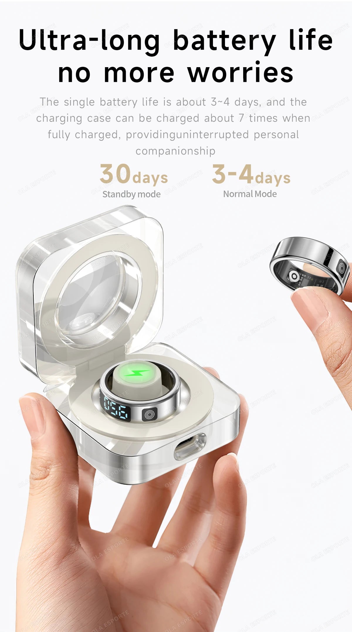 2025 Smart Ring with Display Screen and Touch, Wireless Charging, Health Manager, 5 ATM Waterproof For Men Women Rings HT30
