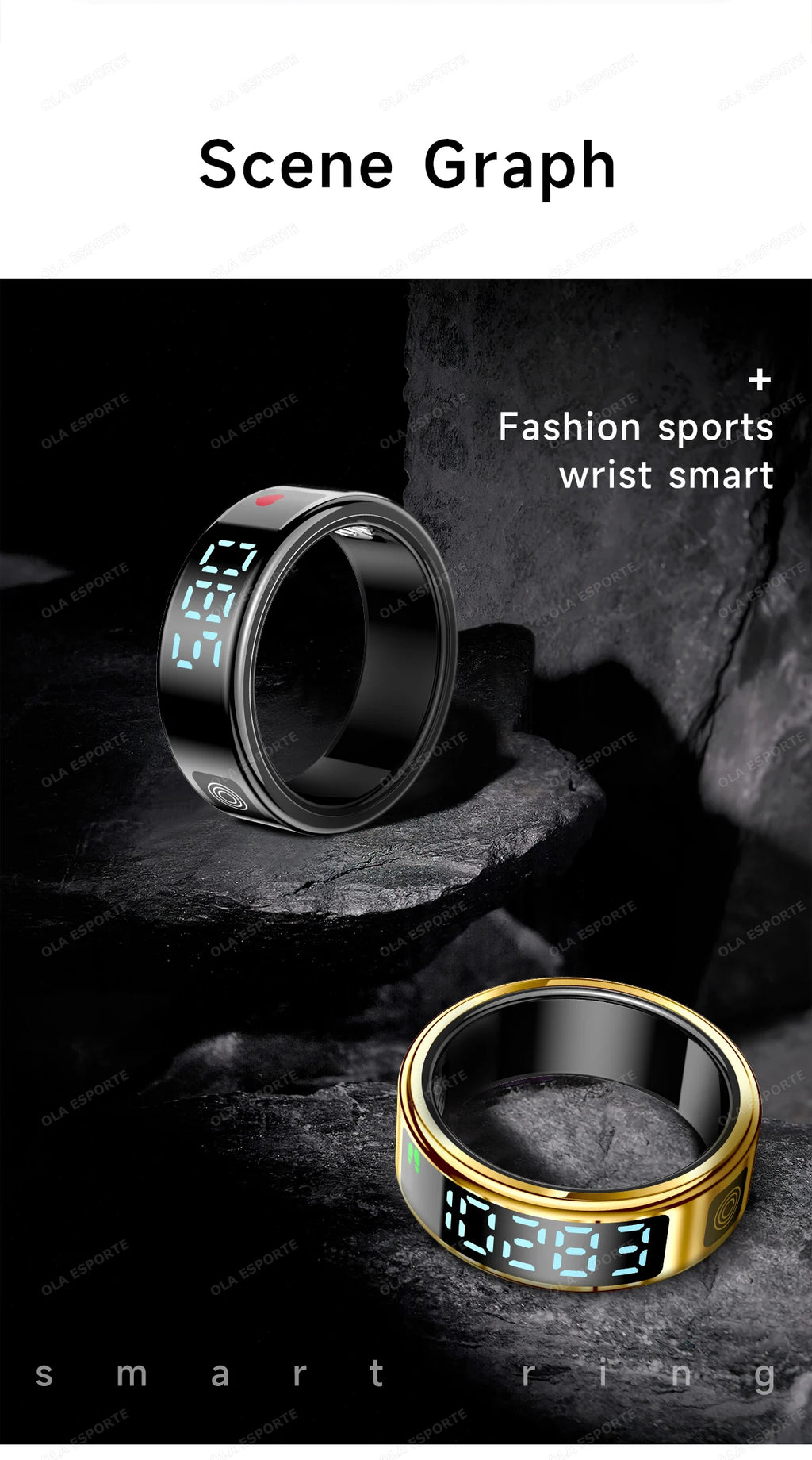 2025 Smart Ring with Display Screen and Touch, Wireless Charging, Health Manager, 5 ATM Waterproof For Men Women Rings HT30
